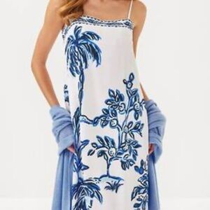 NWT Lilly Pulitzer Blue and White Print Silk Dress